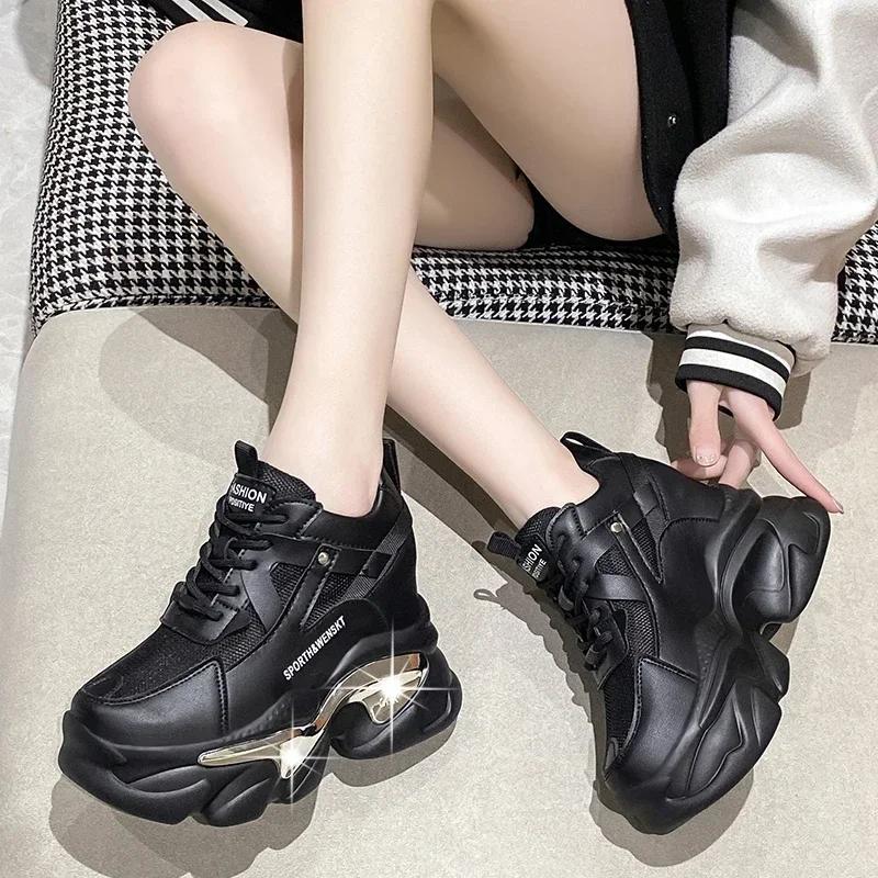 Распродаем как горячие пирожки дышащие кроссовки на толстой платформе для женщин нескользящие толстые подошвы кроссовки на танкетке скрытый каблук для женщин