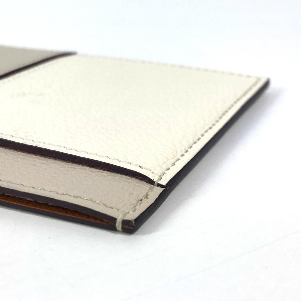 HERMES Bicolor Nect Business Card Holder Pass Case Card Case White/Light Beige