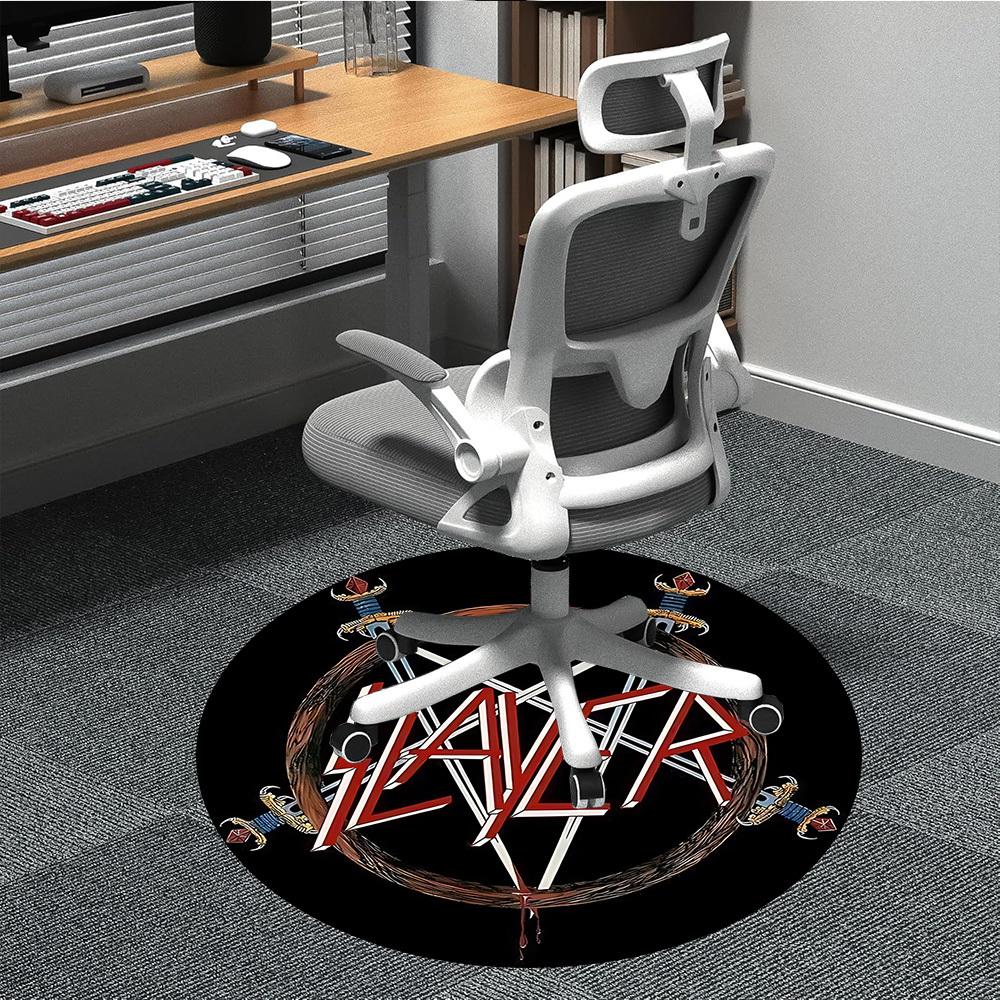 1PC Slayer Music Office Round Area Rug, Indoor Mat Suitable For Office, Under Office Chairs Bedroom Living Room Home Decor DT1212099