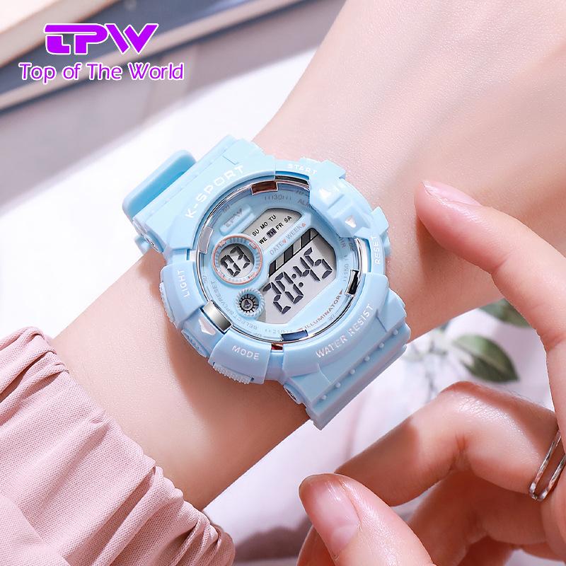 Женские цифровые светодиодные часы, водонепроницаемые студенческие спортивные электронные часы, многофункциональные наручные часы для девочек