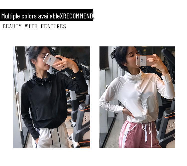 Женская быстросохнущая осенняя сетчатая спортивная куртка - Длинный рукав, Свободный крой, Повседневный топ на молнии для бега и йоги