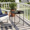 Gartentisch, Runder Außen-Beistelltisch aus Stahl mit herausnehmbarem Tabletttisch, faltbares Design, Terrassentisch, Schwarz