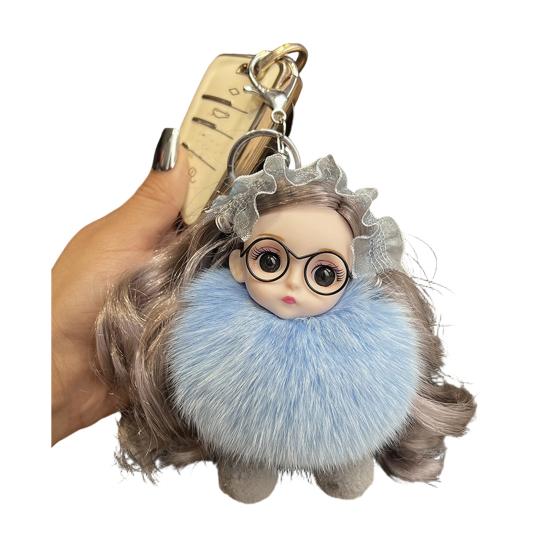 Keychain Pendant Girl Style Plush Doll Charm Soft Stuffed Key Holder Backpack Car Wallet Bag Accessory