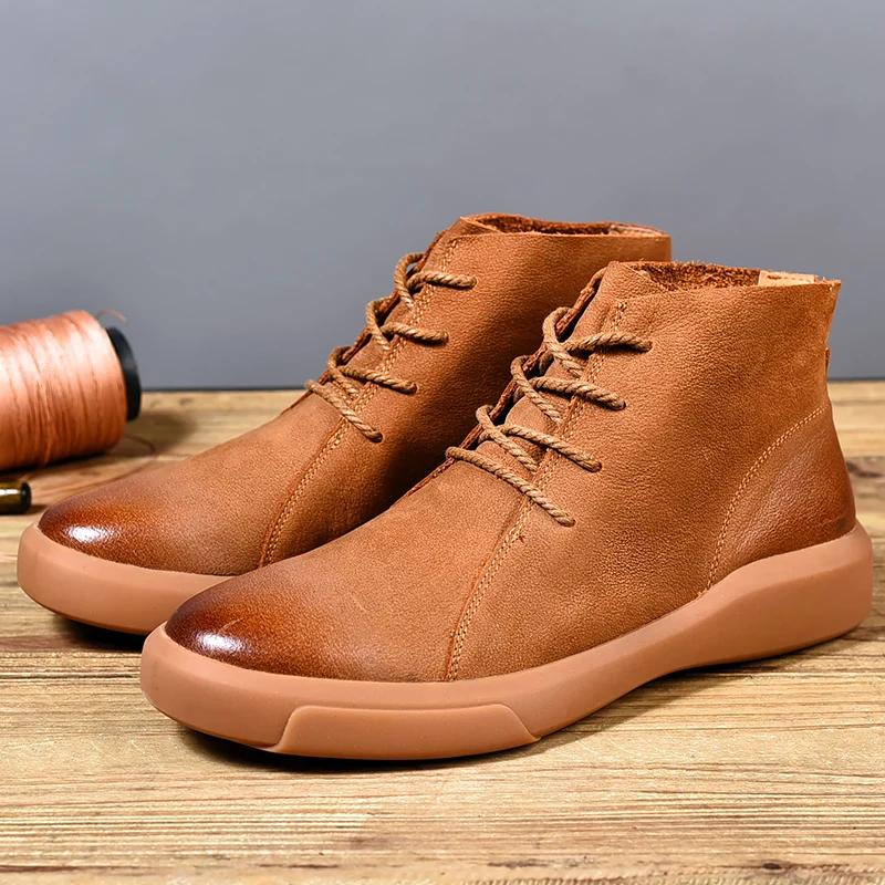 2025 New Autumn Winter Shoes for Men Outdoor Non-slip Wear-resistant Short Boots Fashion Plush Men's Cotton Shoes Botas Hombre