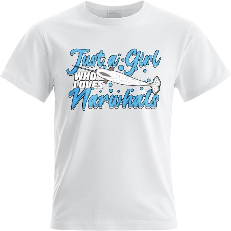 Rock Unisex Oneck T Shirt Graphic Just A Girl Who Loves Narwhals Retro Teenagers Top Tees Comfort Tshirt Oversized Tshirt