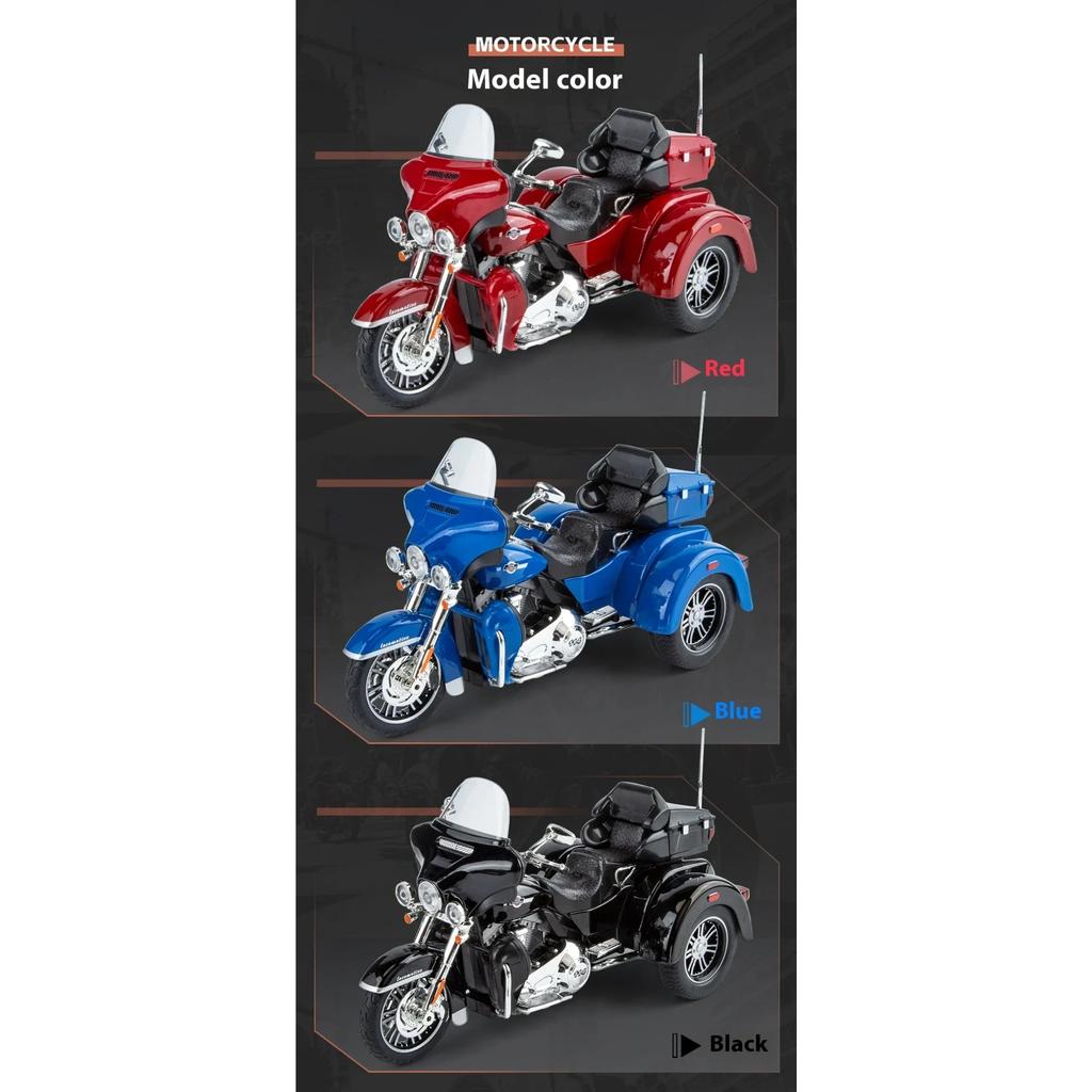 1/9 Харли D-vTRI GLIDE ULTRA Роскошный Трехколесный Мотоцикл Литой Металлический Модель Мотоцикла Звук и Свет Коллекция Декорация Подарок КОРОБКА