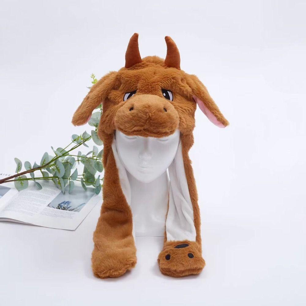 Шапка в форме животного для прыжков, панда, тигр, обезьяна, плюшевая шапка, игрушки, забавная шапка с подвижными ушками, забавные игрушки