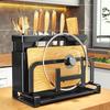 OUXEE Cutting Board Knife Pot Lid Chopstick Holder Multifunctional Kitchen Storage Rack with Draining x 16 x 24 White Stand, Holder, Stand, - Tray,