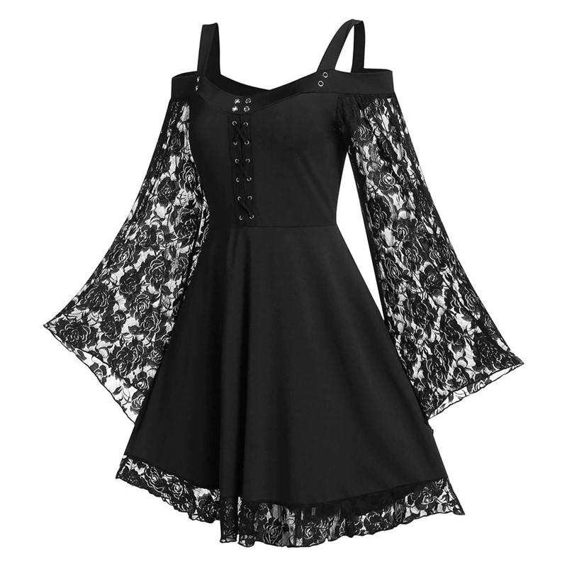 Сексуальное элегантное кружевное мини-платье Femme Robe Готическое винтажное А-силуэта Вечерняя одежда Женская одежда Уличная одежда