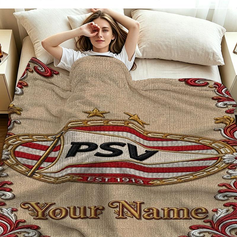 1PC Philips Sport Vereniging Custom Name Patterned Flannel Blanket Suitable For All Seasons for Home Decor Warmth and Comfort Gifts Holiday Present