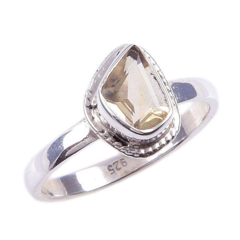 Natural Citrine Gemstone Handmade 925 Solid Sterling Silver Ring Size 7 F2t71