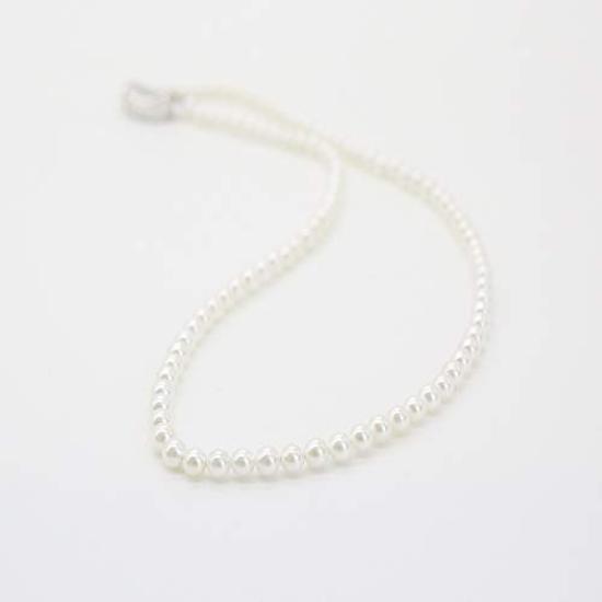 Sakuya Baby Pearl Shell Pearl Long Necklace, White Pearls, 4mm, 42cm, Necklace & Jewelry Case Set (art-ne-442)