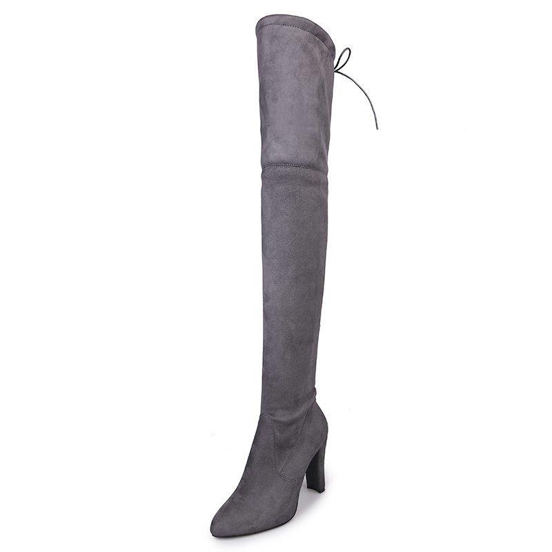 Over The Knee Boots Women Slim Thigh High Boots Suede Pointed Toe Shoes Women Winter Boots High Heels Rome Style Mujer Botas New