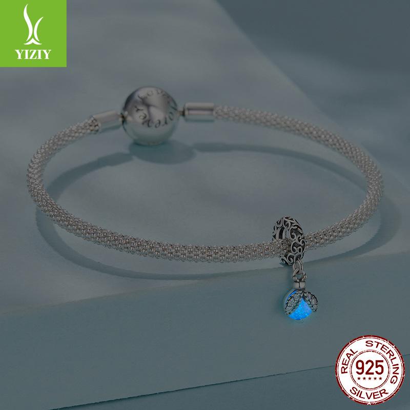 Luminous Stone Firefly Diy Pendant Accessories, Mori S925 Sterling Silver Luminous Insect Beads.