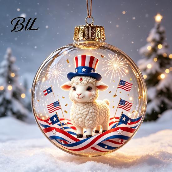 Decorative Hanging Balls Glowing Christmas Story Ornament, Light?Up Mini Holiday Scene Ball with Warm Garden Party Ornaments LED Light, Clear