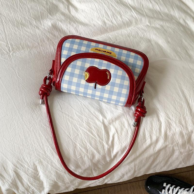 Корейская версия модной маленькой квадратной сумки для ношения в руке женская 2025 лето новая клетчатая маленькая квадратная сумка универсальная повседневная на плечо сумка-мессенджер