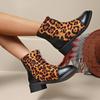 2025 Новые леопардовые замшевые цветные ботильоны на блочном каблуке с передней молнией, противоскользящие, износостойкие, женские модные короткие ботинки