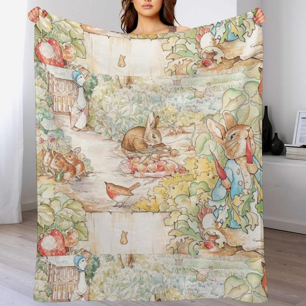 The World Of Beatrix Potter large vintage illustration Throw Blanket Camping KidS Blankets