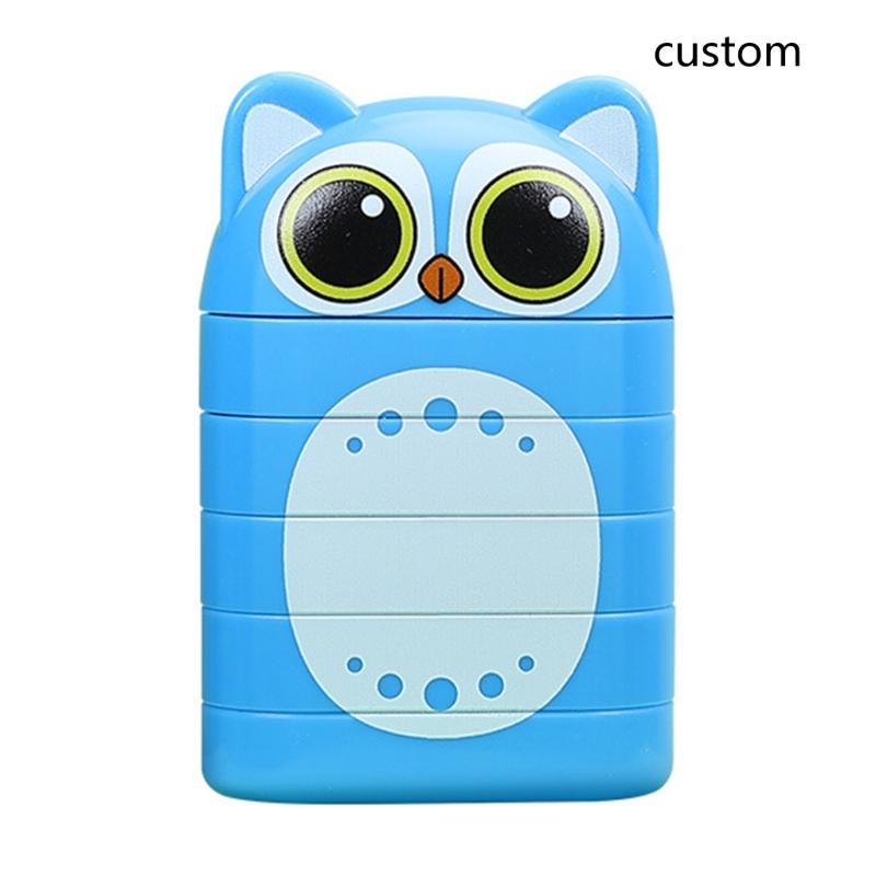 Персонализированный штамп с именем, изготовленный на заказ гравированный именной оттиск, многослойный узор, безопасный и простой в использовании штамп в форме мультяшного персонажа