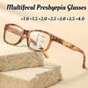 Unisex Fashion HD Progressive Multifocal Presbyopia Glasses Women's Fashionable Printed Frames Anti-Blue Light Reading Glasses