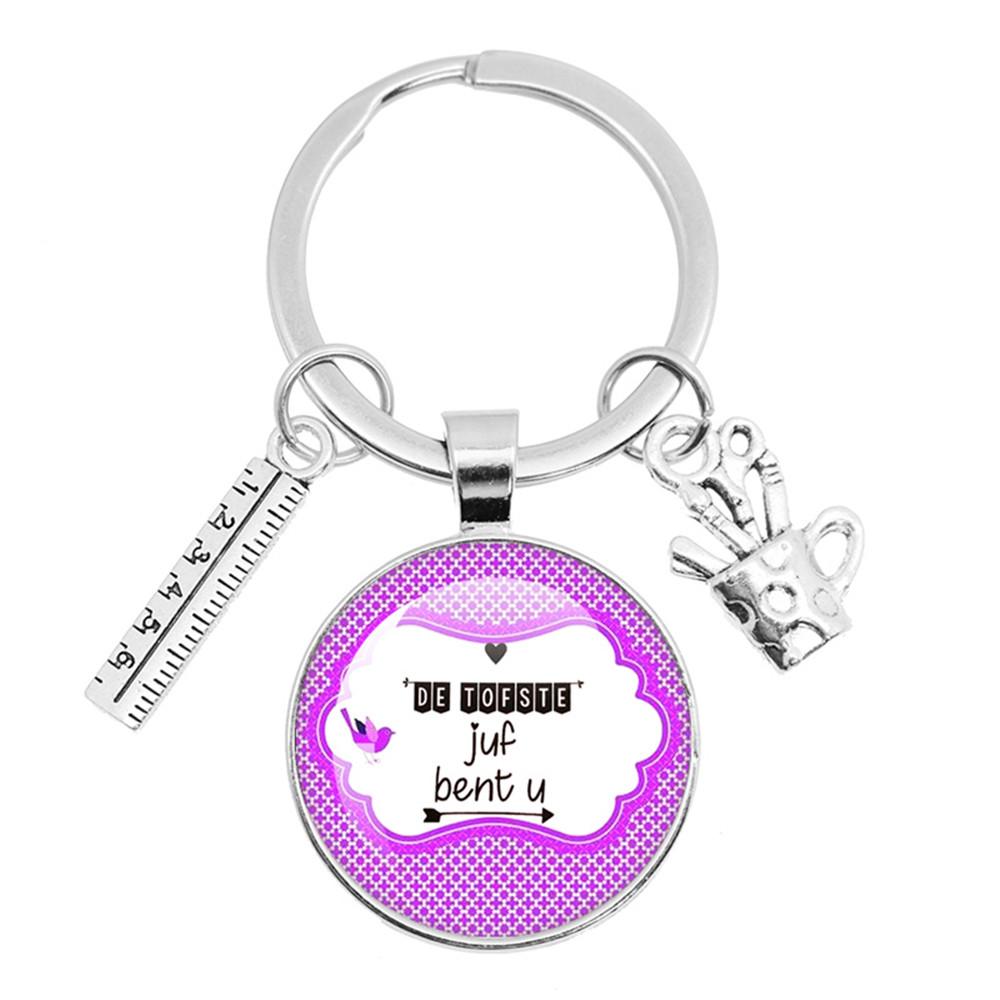 ДЛЯ самой милой Учительницы Брелок Стеклянный Брелок Anneau Porte Clef Спасибо Учительнице Подарок Thank You Dear Teacher Gift Jewelry