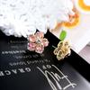 Luxury Flower Tassel Earrings For Women Shiny Crystal Sweet Cherry Blossom Earrings Fashion Girl Party Jewelry