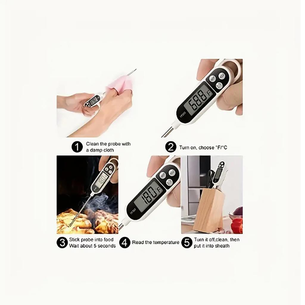 Цифровой кухонный термометр 1 шт. - точный зондовый термометр, подходит для приготовления пищи и выпечки, быстрое считывание, идеально подходит для мяса