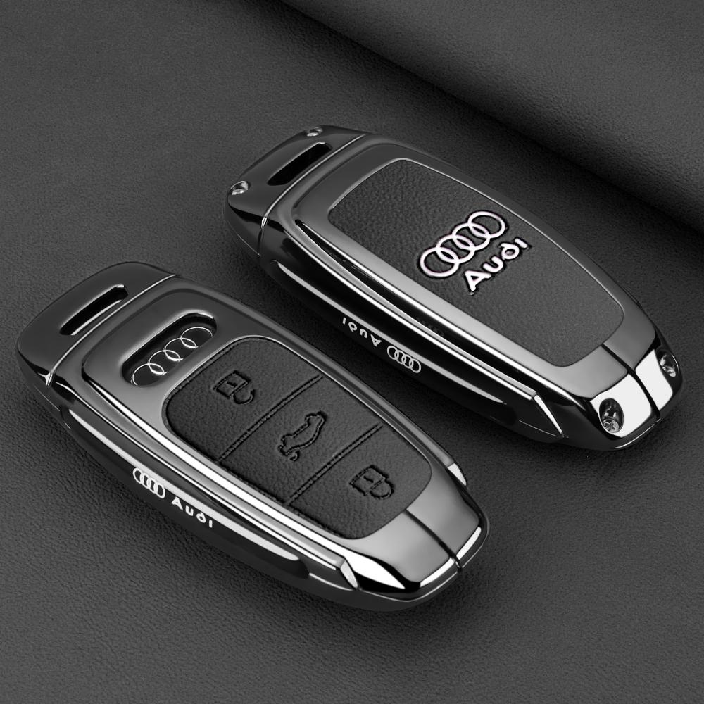 Leather Key Case Shell Buckle Car Key Cover for 4JHGE A3 A4 B9 A6 A7 4K A8 E-tron Q5 Q8 C8 D5 SQ8 Car Remote Control Shell