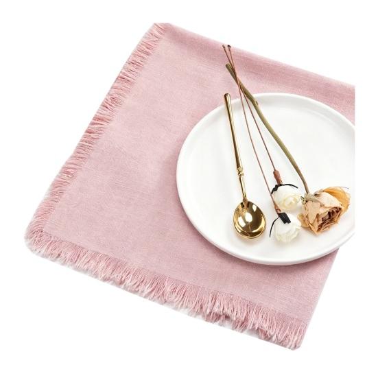 Boho Linen Napkin 18 Inch Washable Fringed Fabric Napkin Rustic Farmhouse Napkin for Dining Table Home Wedding Bridal