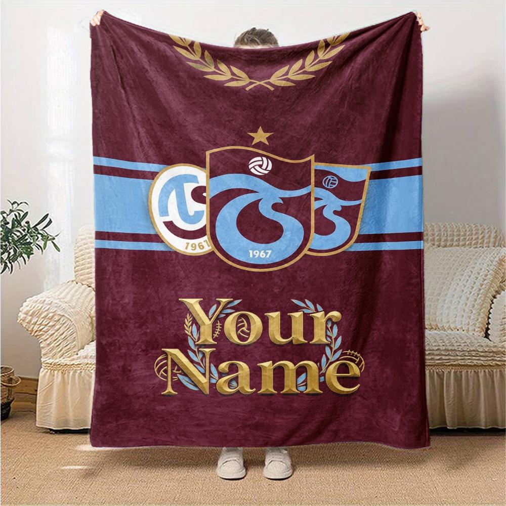 Name Custom Trabzonspor Print Flannel Blanket High Quality Warm Comfortable Cover for All Seasons Perfect for Gifts Home Decor