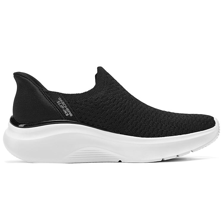 Skechers Слипоны Удобные Универсальные Низкие Повседневная Обувь Женские кроссовки Черный Белый 117619-BLK