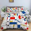 Geometric Printed Duvet Cover Set Colorful Stripe Heart Shaped Comforter Cover for Kid Children Polyester Quilt Cover King Queen