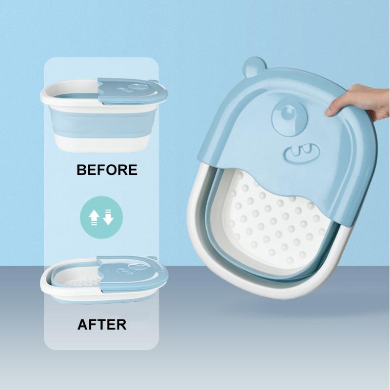 Collapsible Footbath Plain Foaming Massage Bucket Foldable Bucket Foot Bath Bucket Bathroom Foot Wash Basin Laundry Baskets
