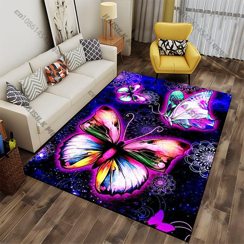 Vibrant butterflies glowing cosmic beauty carpet Yoga living room room decor children's crawling mat doormat area rug