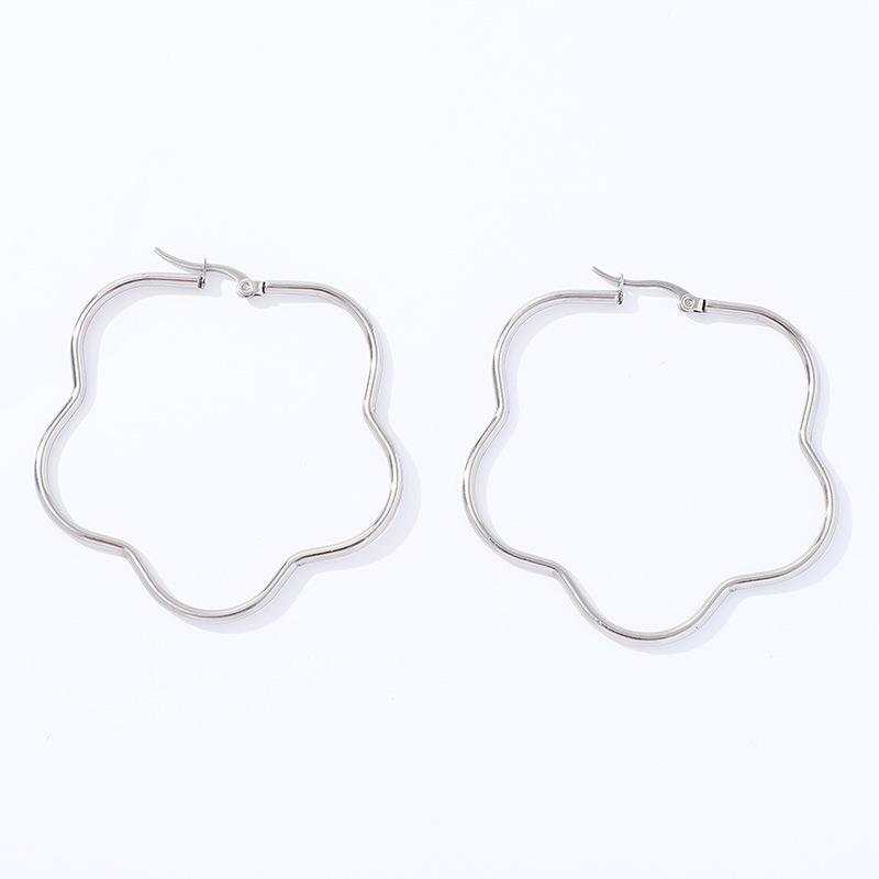 Серьги-кольца из нержавеющей стали с геометрической пятиконечной звездой золотистого оттенка