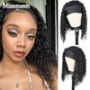 Short Bob Curly Headband Wigs for Black Women Kinky Curly Head Band Wig Peruca Cosplay Synthetic Deep Wave Wigs with Head Wraps