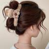 Vintage Large Plush Flower Hair Clips Girls Elegant Ponytail Braid Claw Hair Duckbill Clip Girls Headdress Gift