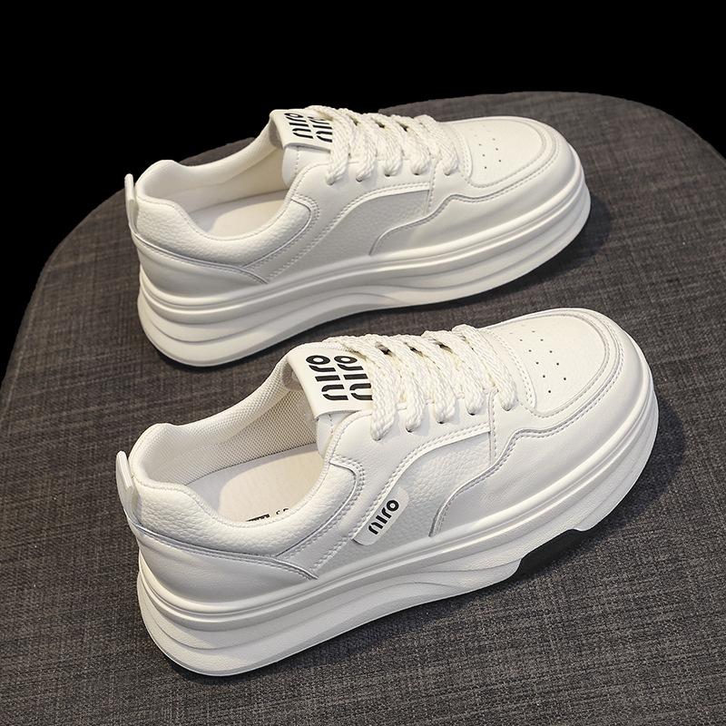 Кожаные туфли на толстой подошве, увеличивающие рост, белые туфли, женская обувь, весна и осень, новые универсальные туфли для сноуборда, туфли «Панда», повседневная спортивная обувь