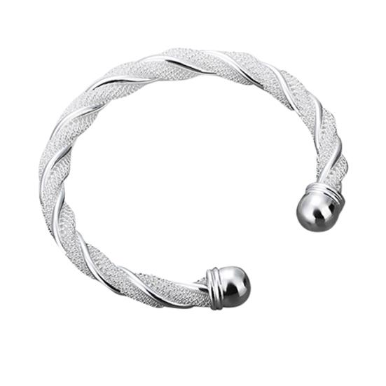 Women's Fashion Simple Silver Plated Twist Cuff Bangle Open Bracelet Jewelry Gift
