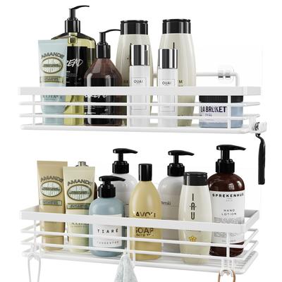 Orimade Bathroom Strong Adhesive Stainless Steel Shower Bathroom Storage Wall Hanging 2 Tier Type 2 Tier Rack, Fixed, Rack, Shelf, (02-Белый, Тип)