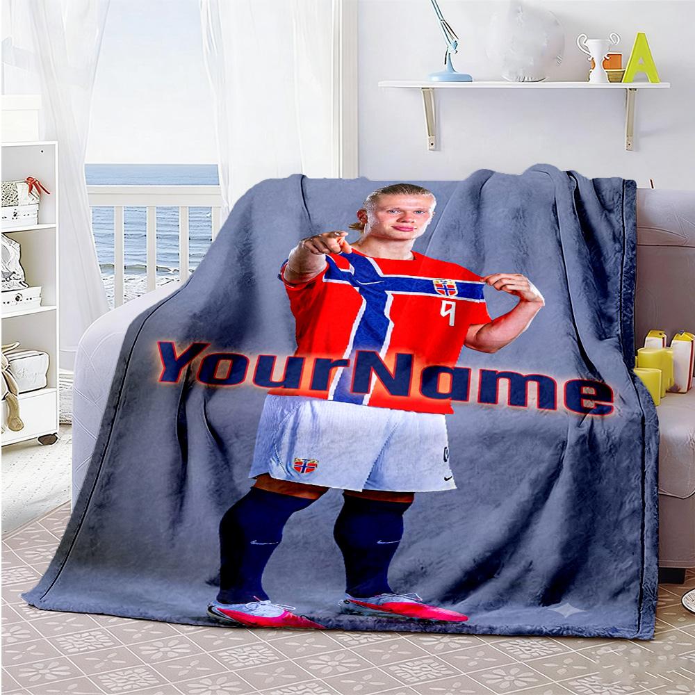 Haaland 103 Customize Your Name Blanket Gift Personalized Blanket Soft Warm Cozy Versatile for Living Room Home Decor Couch Bedding