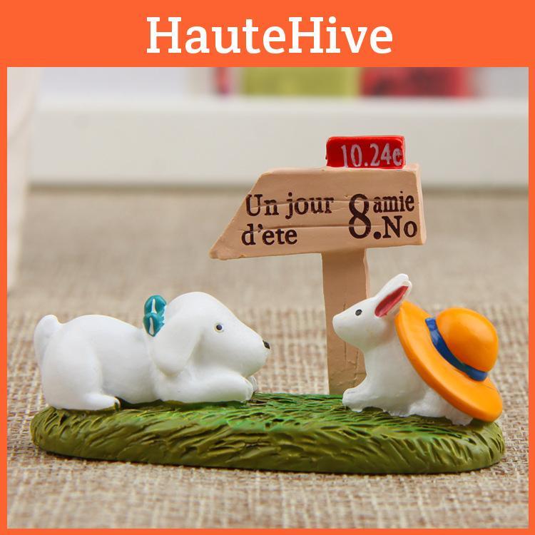 Resin Cartoon Garden Sign With Dog And Rabbit Design For Potting And Plant Identification