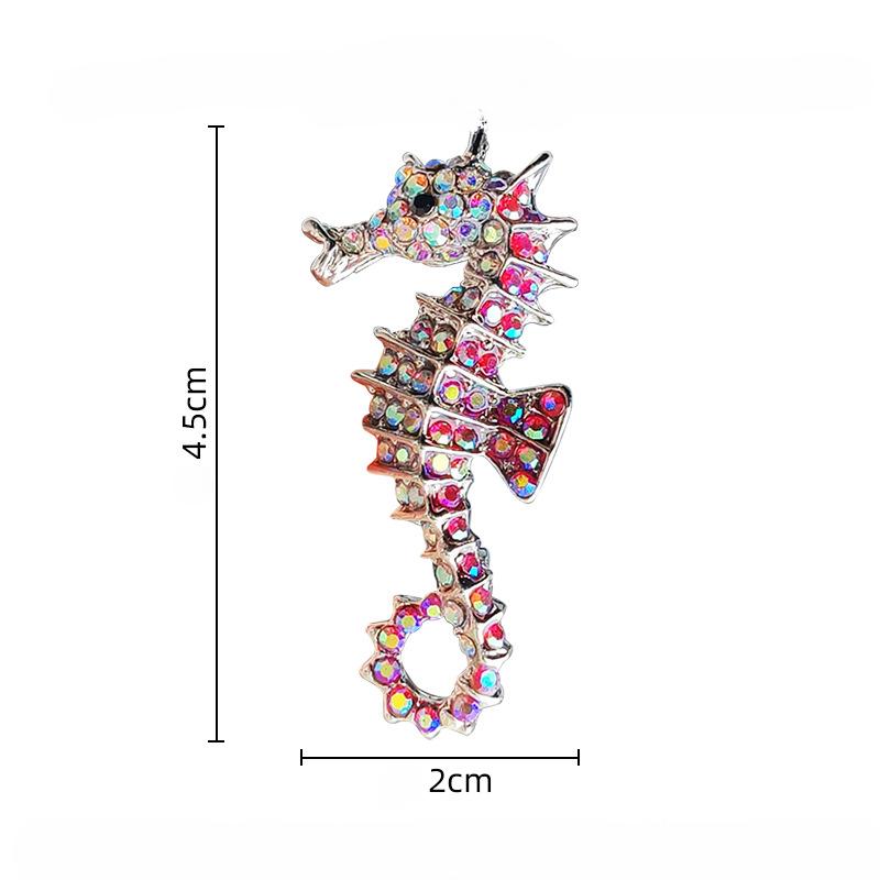 Новый мультяшный корсаж, брошь в виде морского конька со стразами для мужчин и женщин, булавки, персонализированная одежда
