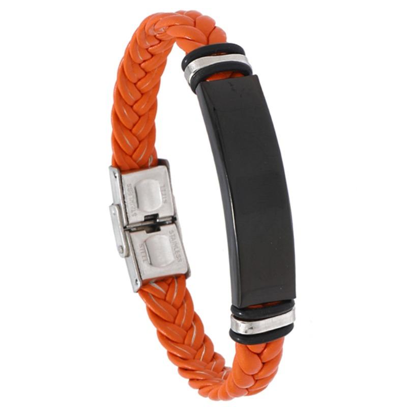 Beautiful jewelry braided stainless steel men bracelet casual glossy leather bracelet bracelet