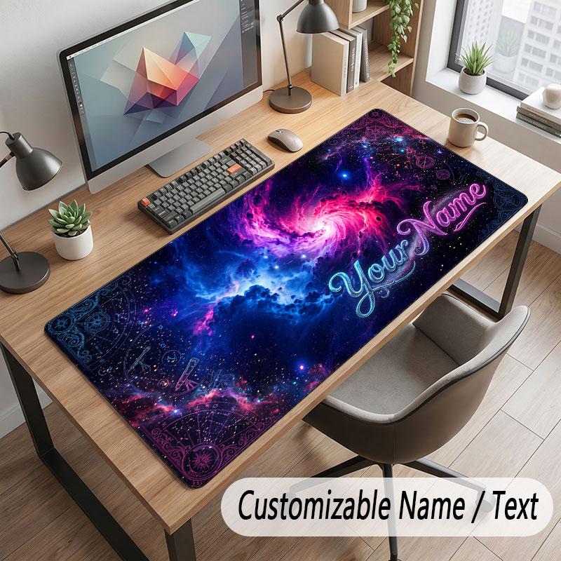 Space Cosmic Theme Customized Mouse Pad Personalized Print Name Text Desk Mat For Home Office Table Decor