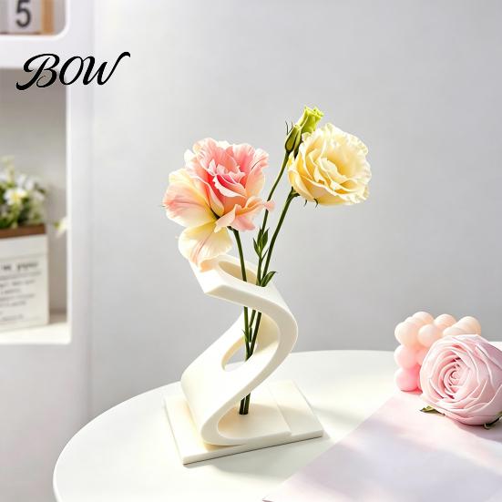 Elegant Flower Display 3D Printed Curved Arrangement Stand, Minimalist Holder Ornament, Decorative Home Accent Creative Artistic Table Decoration for
