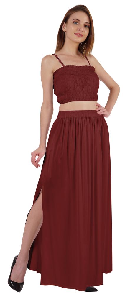 Bimba Летняя одежда для вечеринок Сексуальное платье из 2 предметов для женщин: укороченный топ и длинная юбка, комплект W