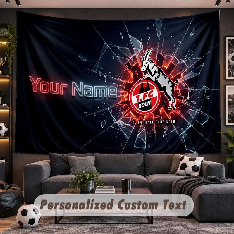 Wall Hanging Tapestry Custom NameFC Köln Pattern Personalized Printed Fabric Wall Decor
