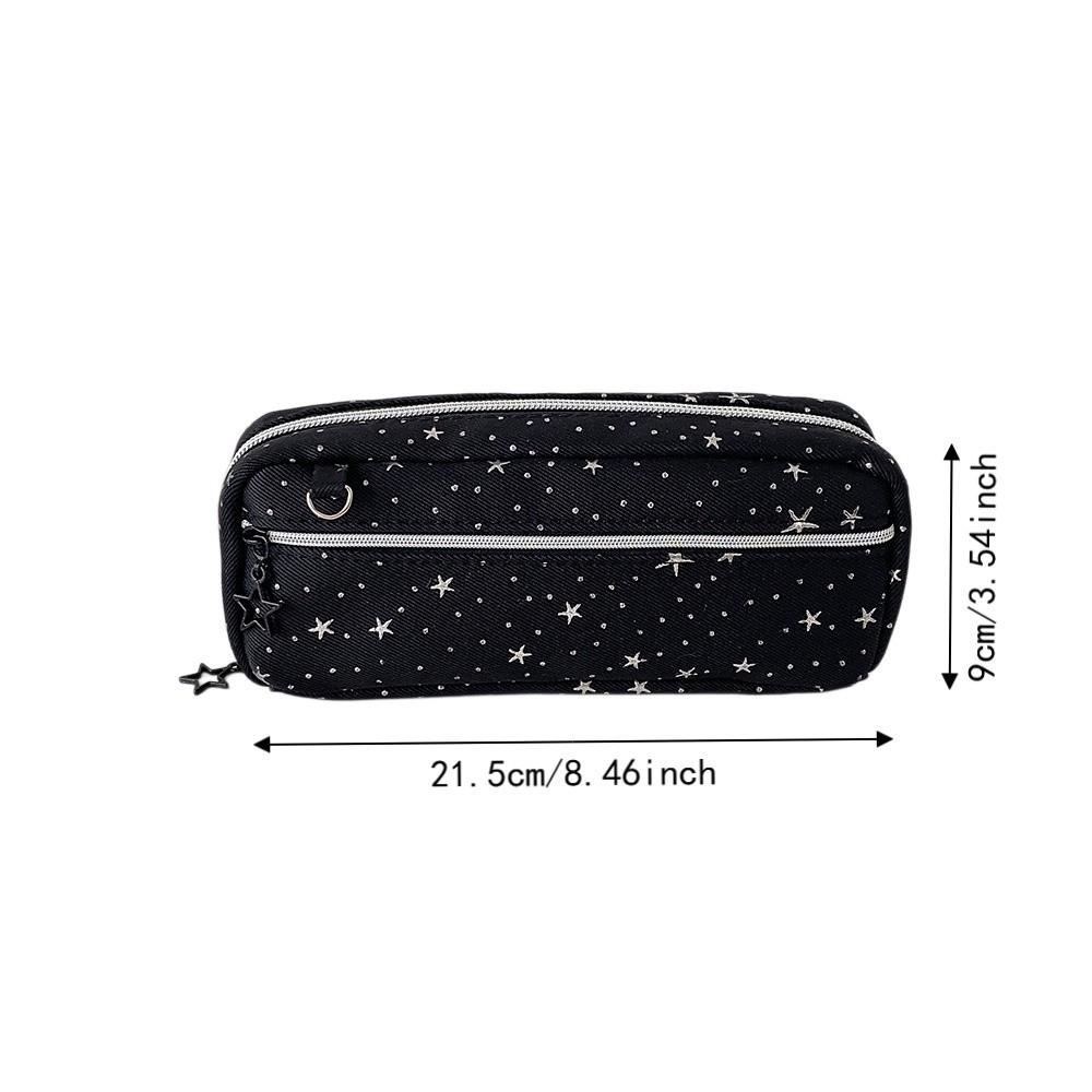 Pen Organizer Star Pencil Case Large Capacity Zipper Stationery Pouch Pencil Storage Bag Children