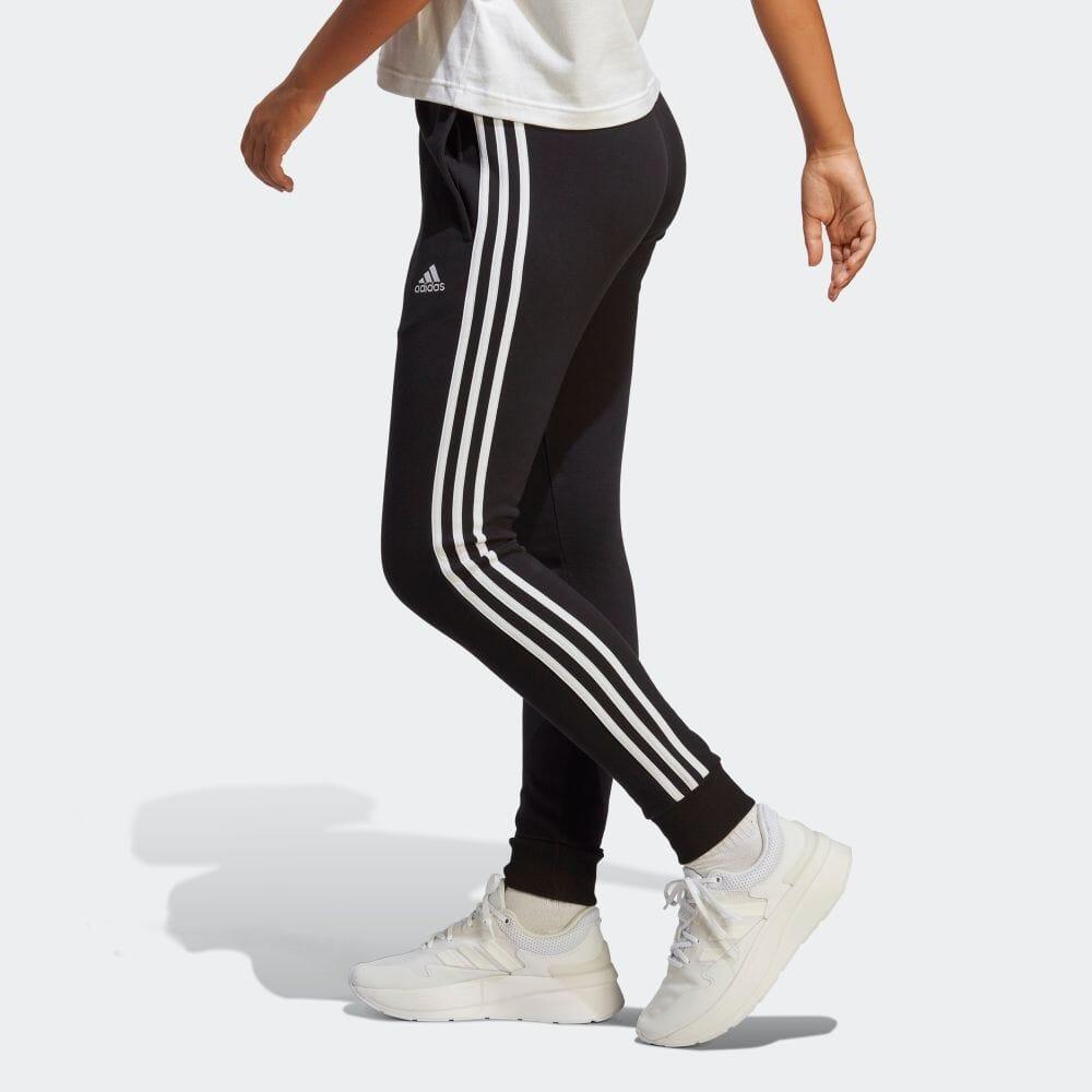 (WMNS) adidas Essentials 3-Stripes French Terry Cuffed Pants Asia Sizing 'Black White' Women's IC8770